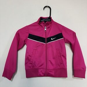 Nike Jacket Girls 4 Fuchsia Pink Track Full Zip Athletic Warm Up Swoosh